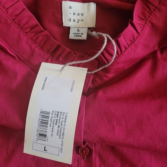 💞3 for $20💞 A New Day Button Down Ruffle Collar Blouse Size L - Picture 5 of 7